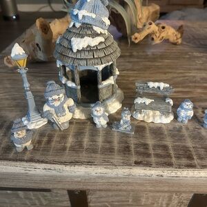 Snowman Figurine Set with Gazebo